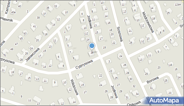 Gniezno, Jodłowa, 18, mapa Gniezna