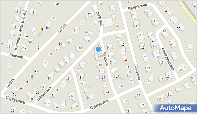 Gniezno, Jodłowa, 8, mapa Gniezna