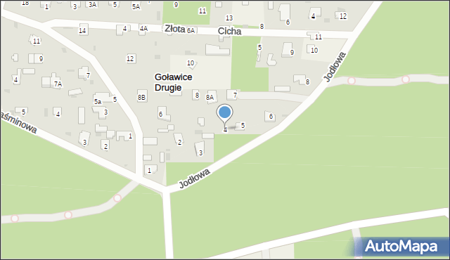 Goławice Drugie, Jodłowa, 4, mapa Goławice Drugie