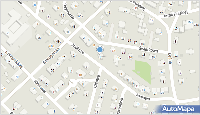 Góra, Jodłowa, 1, mapa Góra