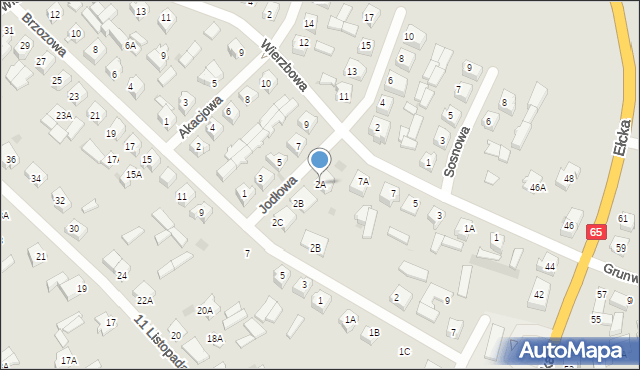 Grajewo, Jodłowa, 2A, mapa Grajewo