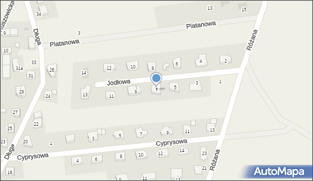 Jaczów, Jodłowa, 7, mapa Jaczów