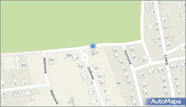 Jamielnik, Jodłowa, 14, mapa Jamielnik