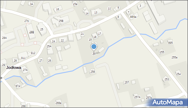 Jodłowa, Jodłowa, 20, mapa Jodłowa