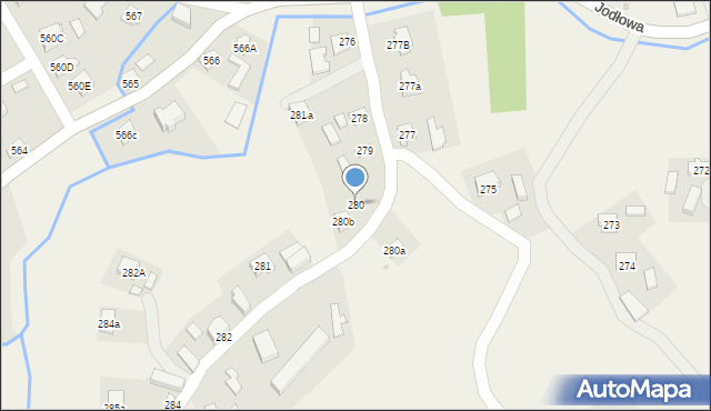 Jodłowa, Jodłowa, 280, mapa Jodłowa