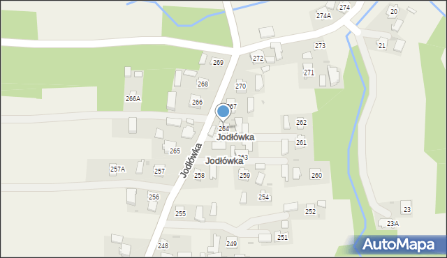 Jodłówka, Jodłówka, 264, mapa Jodłówka