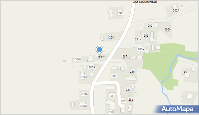 Jodłówka, Jodłówka, 289, mapa Jodłówka