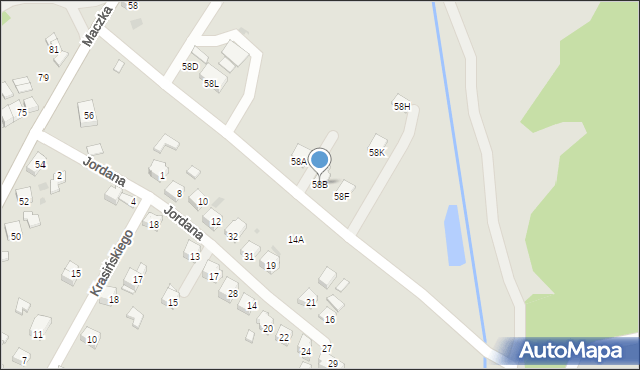Jordanów, Jordana Spytka, 58B, mapa Jordanów