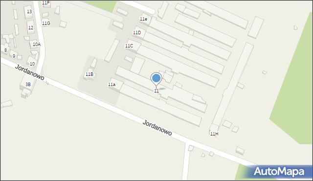 Jordanowo, Jordanowo, 11, mapa Jordanowo