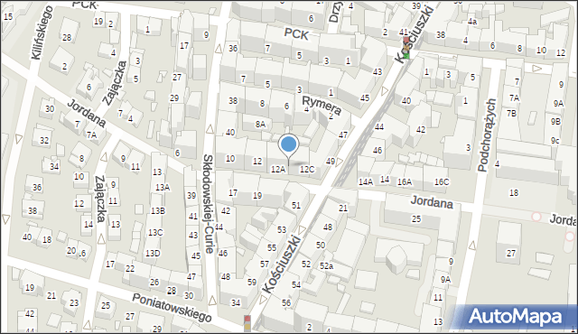 Katowice, Jordana Henryka, 12B, mapa Katowic