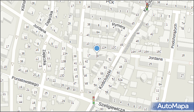 Katowice, Jordana Henryka, 19, mapa Katowic