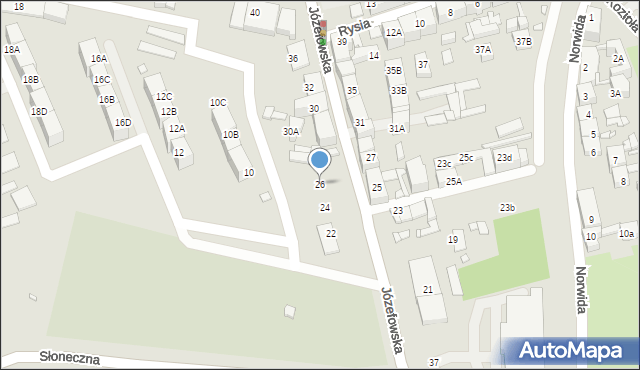 Katowice, Józefowska, 26, mapa Katowic