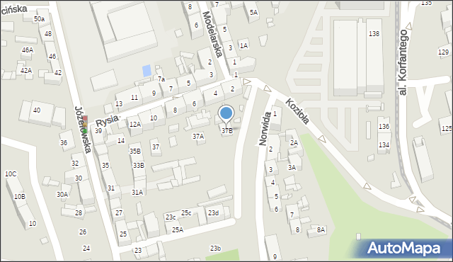 Katowice, Józefowska, 37B, mapa Katowic