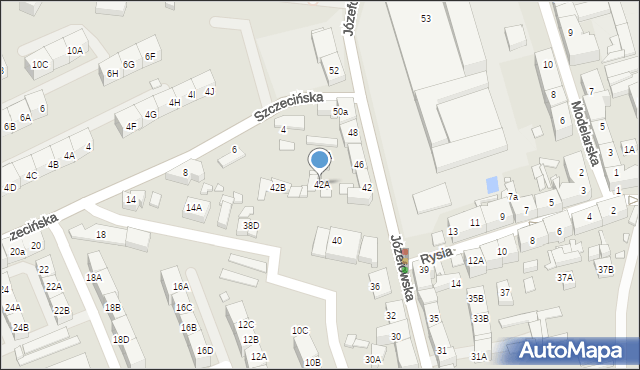 Katowice, Józefowska, 42A, mapa Katowic
