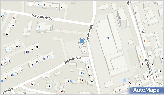 Katowice, Józefowska, 52/54, mapa Katowic