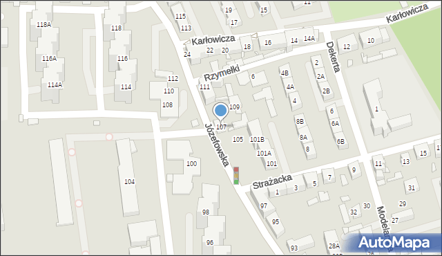 Katowice, Józefowska, 107, mapa Katowic