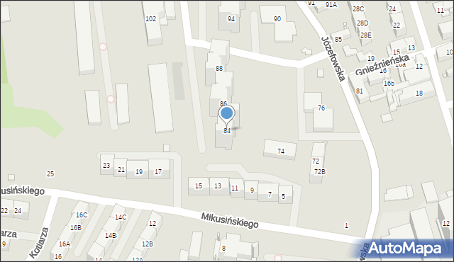 Katowice, Józefowska, 84, mapa Katowic