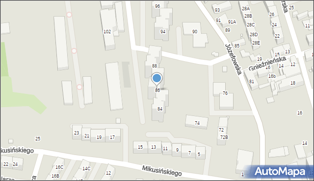 Katowice, Józefowska, 86, mapa Katowic