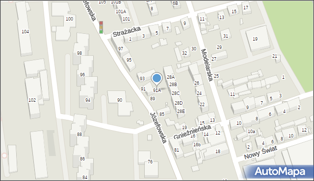 Katowice, Józefowska, 91A, mapa Katowic