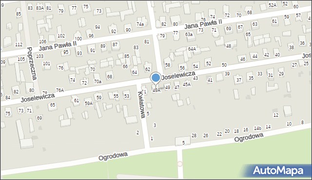 Kock, Joselewicza Berka, płk., 49A, mapa Kock