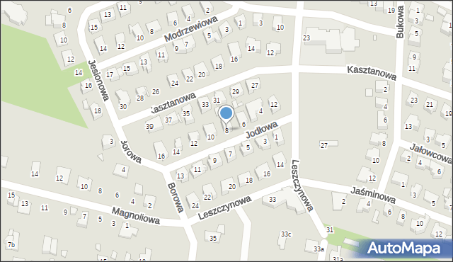 Konin, Jodłowa, 8, mapa Konina