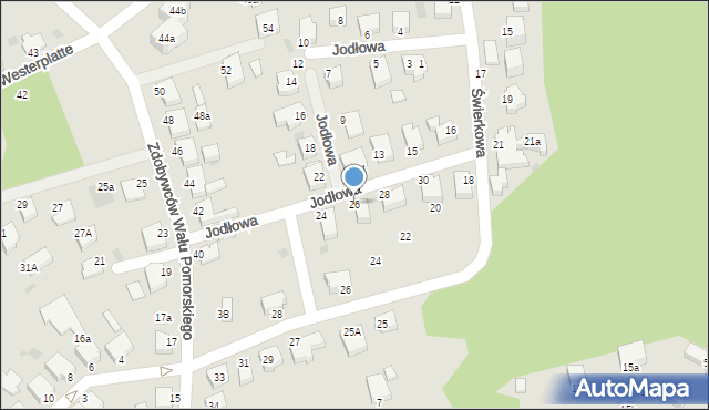 Koszalin, Jodłowa, 26, mapa Koszalina