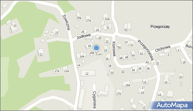 Kraków, Jodłowa, 18b, mapa Krakowa