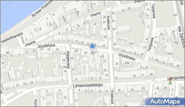 Kraków, Józefińska, 20, mapa Krakowa