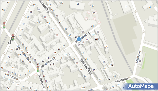 Kraków, Joselewicza Berka, płk., 15, mapa Krakowa