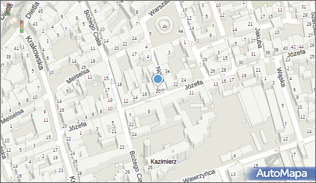 Kraków, Józefa, 20, mapa Krakowa