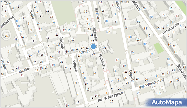 Kraków, Józefa, 25, mapa Krakowa