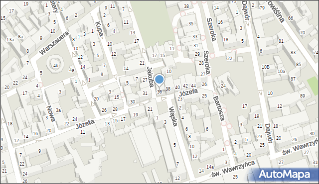 Kraków, Józefa, 36, mapa Krakowa
