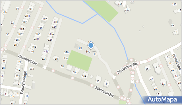 Kraków, Jordanowska, 30b, mapa Krakowa