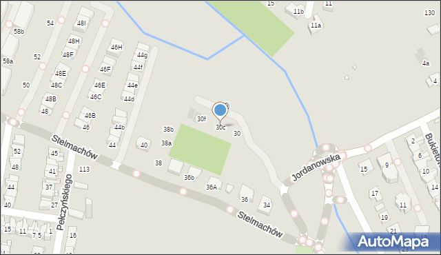 Kraków, Jordanowska, 30c, mapa Krakowa