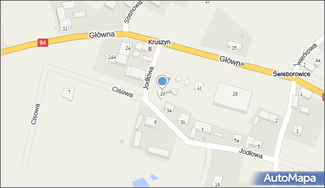 Kruszyn, Jodłowa, 1d, mapa Kruszyn