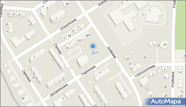 Łask, Jodłowa, 11k, mapa Łask