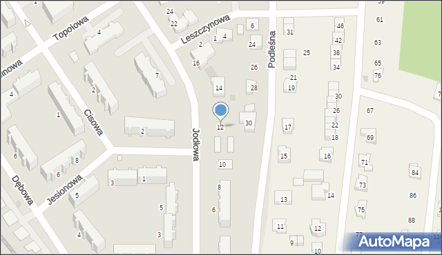 Łask, Jodłowa, 12, mapa Łask