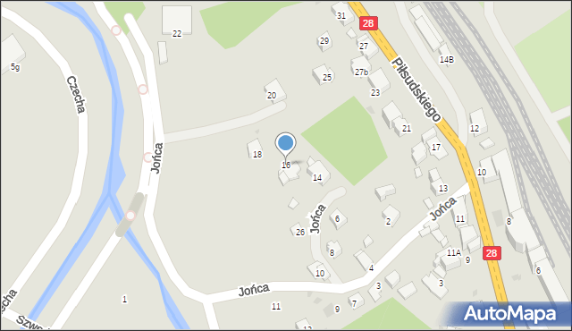 Limanowa, Jońca Józefa, ks. płk., 16, mapa Limanowa