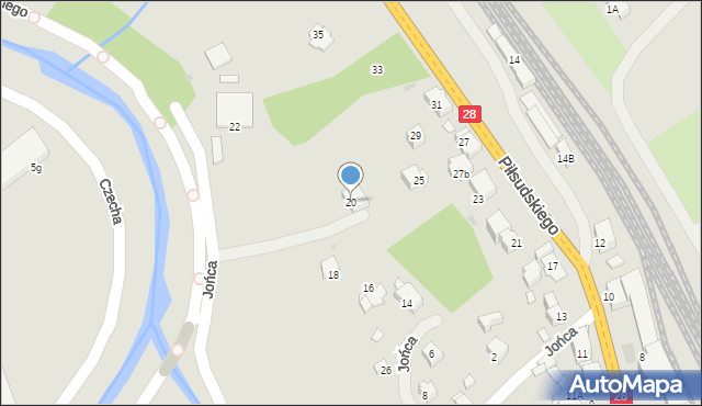 Limanowa, Jońca Józefa, ks. płk., 20, mapa Limanowa