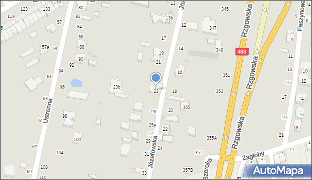 Łódź, Józefowska, 23a, mapa Łodzi