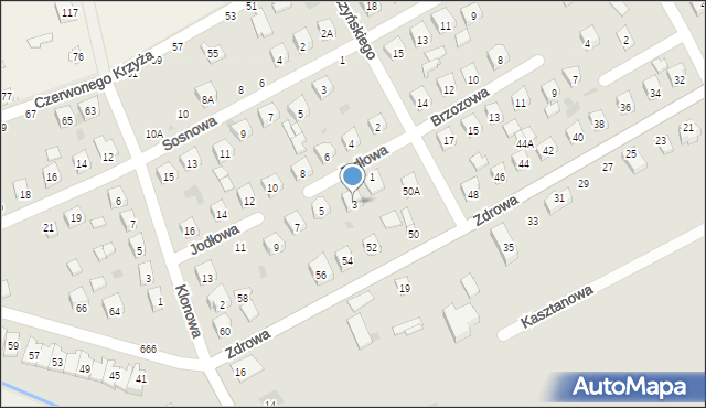 Łosice, Jodłowa, 3, mapa Łosice