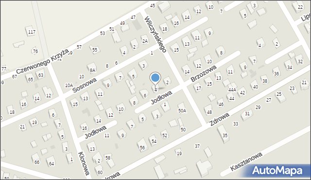 Łosice, Jodłowa, 4, mapa Łosice