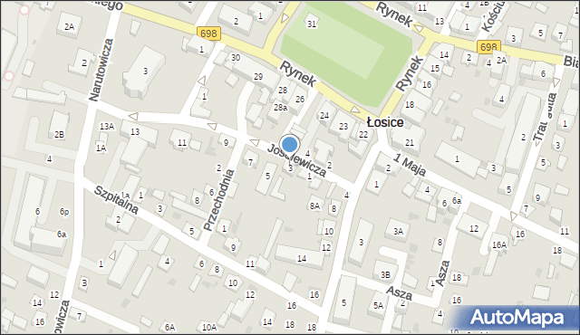 Łosice, Joselewicza Berka, płk., 3, mapa Łosice