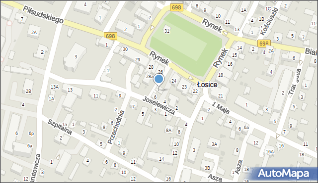 Łosice, Joselewicza Berka, płk., 6a, mapa Łosice