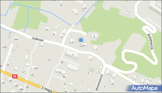 Maków Podhalański, Jodłowa, 4, mapa Maków Podhalański
