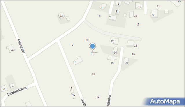 Marszew, Jodłowa, 11, mapa Marszew