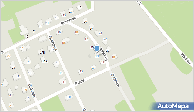 Miasteczko Śląskie, Jodłowa, 13, mapa Miasteczko Śląskie