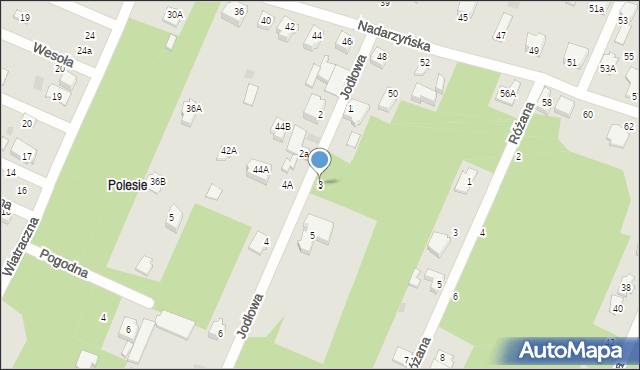 Milanówek, Jodłowa, 3, mapa Milanówek