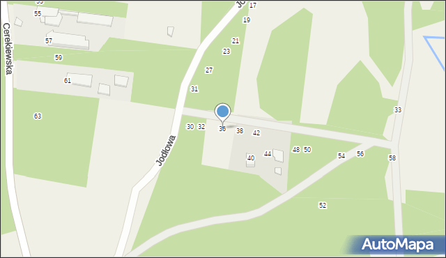 Milejowice, Jodłowa, 36, mapa Milejowice