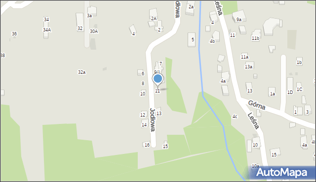 Myślenice, Jodłowa, 11, mapa Myślenice